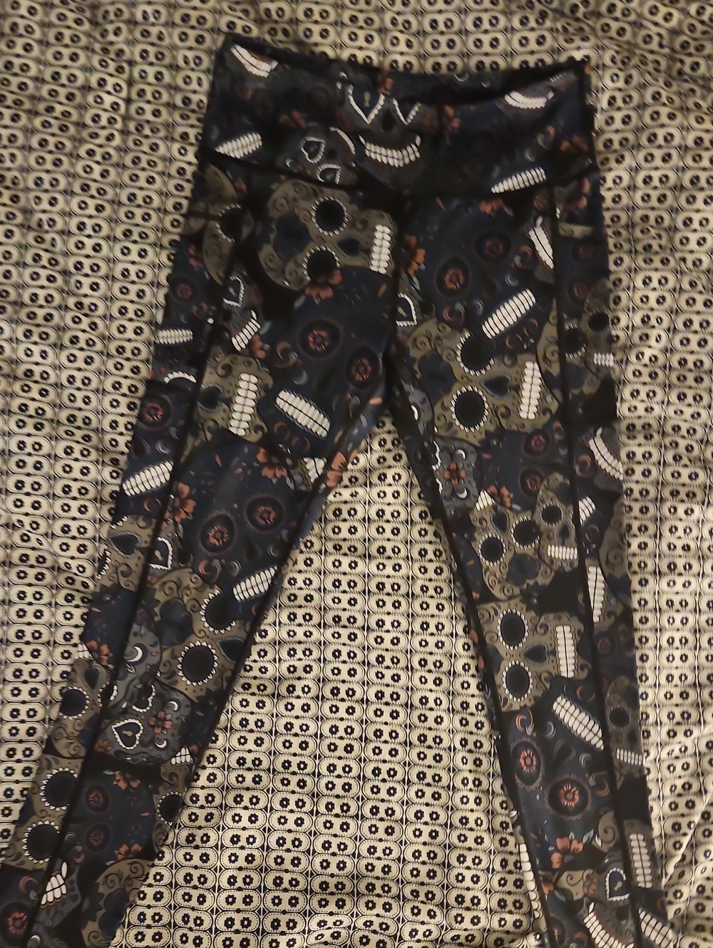CVG Womens Navy Sugar Skull Print Leggings